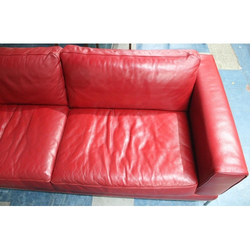 409 - A Vintage Leather Upholstered Three Seater Settee, 200cm wide