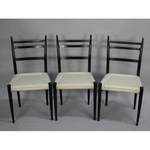 413 - A Set of Three 1960's G Plan Ladder Back Chairs with Faux Leather Seats