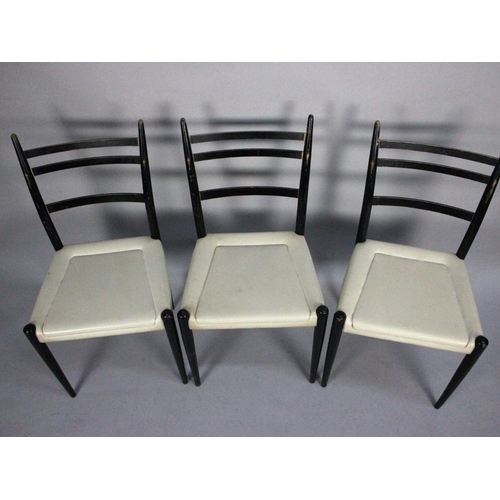 413 - A Set of Three 1960's G Plan Ladder Back Chairs with Faux Leather Seats