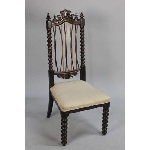 414 - A Victorian Rosewood Framed Nursing Chair with Bobbin Front Legs and Back Supports