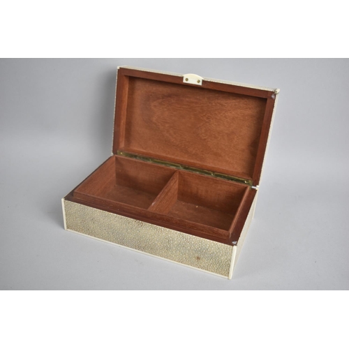 5 - An Edwardian Shagreen Two Division Wooden Lined Cigarette Box, 17.5cm Wide