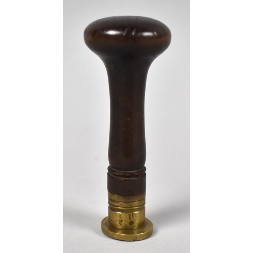 56 - A 19th Century Mahogany and Brass Monogrammed Seal, 9.5cms Long