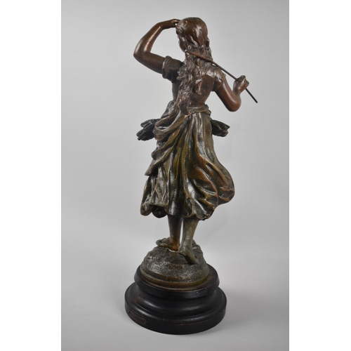 60 - An Early 20th Century Bronze Effect Spelter French Figure of a Land Girl, 