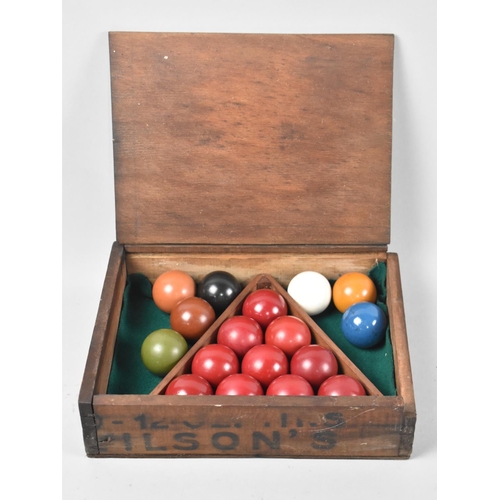 65 - A Vintage Box Containing Set of Quarter Sized Snooker Balls, with Triangle