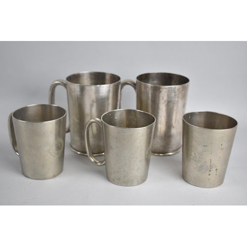 71 - A Pair of Victorian Silver Plated Pint Measures and a Collection of Three Edwardian Butler & Co, Wol... 