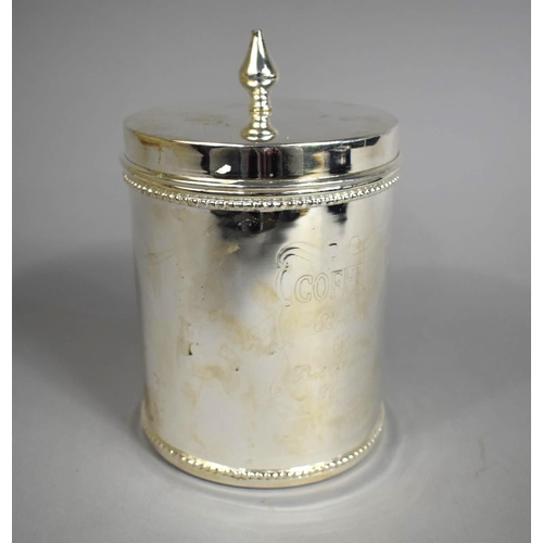 72 - A Silver Plated Storage Jar for Coffee, 17.5cm high