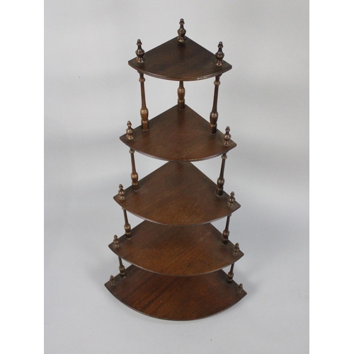 73 - A Mid 20th Century 5 Tier Bow Fronted Mahogany Whatnot, 102cm High