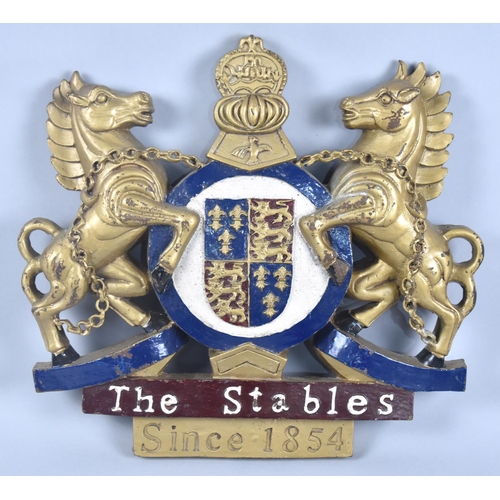 79 - A Cold Painted Bronze Coat of Arms for Camden Town Stables Market, 30cm Wide and 28cm High