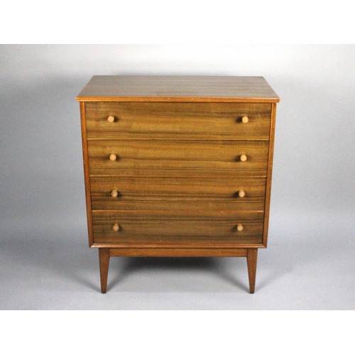 91 - An Alfred Cox Mid 20th Century Teak and Walnut Chest of Four Long Drawers with Labels for AC and Han... 