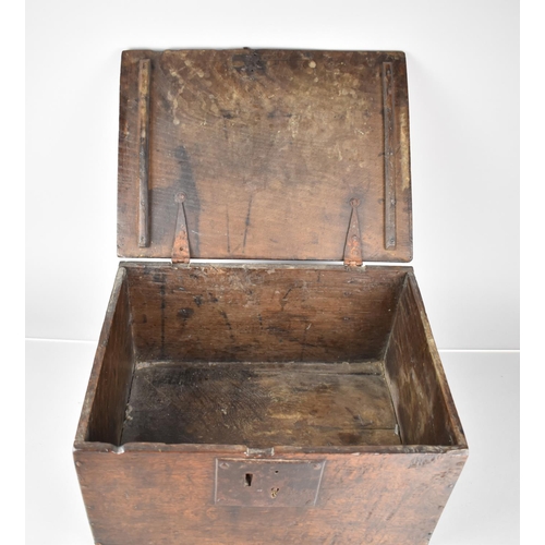 19 - An 18th Century Welsh Elm Bible Box with Hinged Lid, 39x29x21cm High