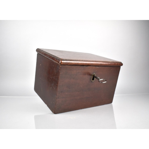 18 - An Early 19th Century Mahogany Box with Hinged Lid with Original Lock and Key, 30x22x19cm High