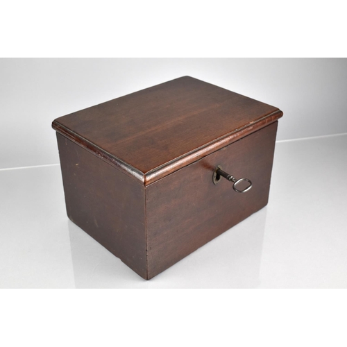 18 - An Early 19th Century Mahogany Box with Hinged Lid with Original Lock and Key, 30x22x19cm High