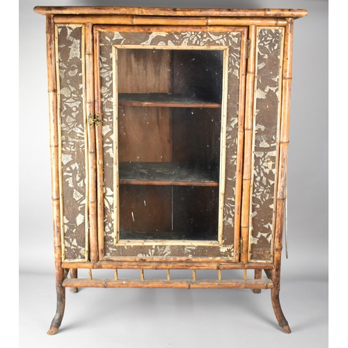 47 - A Late 19th Century/Early 20th Century Bamboo Cabinet with Glazed Door Opening to Three Shelf Inner,... 