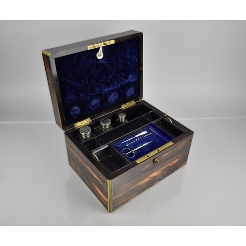 2 - An Early/Mid Victorian Coromandel and Brass Bound Fitted Ladies Travelling Toilet Box by Leuchars & ... 