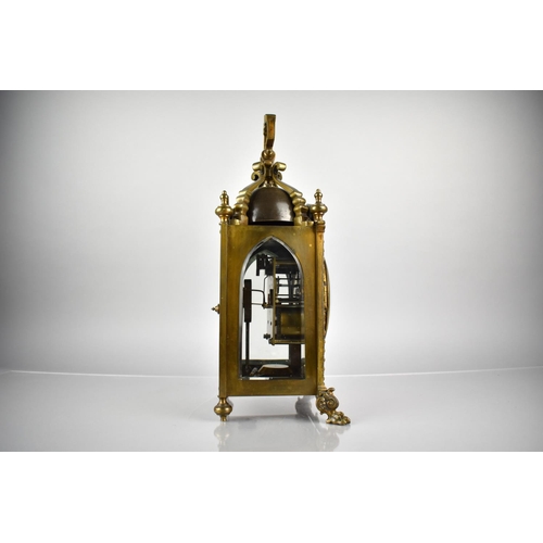 106 - A Heavy Continental Bronze Lantern Clock, The 8 Day Movement Stamped 108341 with Key and Pendulum, 3... 