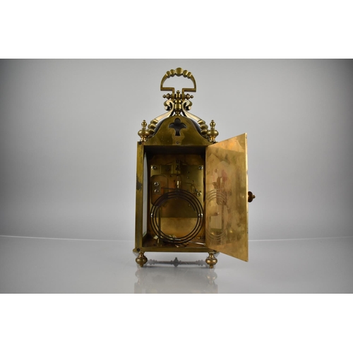 106 - A Heavy Continental Bronze Lantern Clock, The 8 Day Movement Stamped 108341 with Key and Pendulum, 3... 