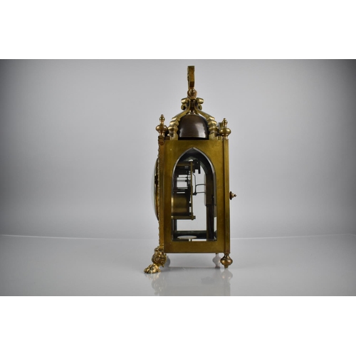 106 - A Heavy Continental Bronze Lantern Clock, The 8 Day Movement Stamped 108341 with Key and Pendulum, 3... 