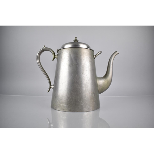 86 - A Vintage GWR Hotels Pewter Teapot with Hinged Lid, Numbered 36431 to Base 28cm High