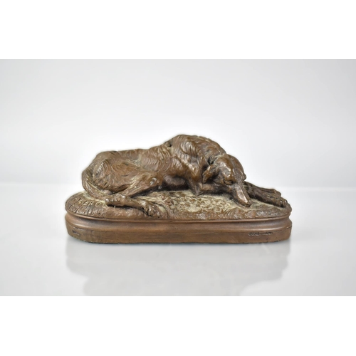 78 - A Cold Cast Bronze Sculpture After Paul Gayrard Modelled By M.Deca 'Recumbent Deer Hound' Signed, 15... 