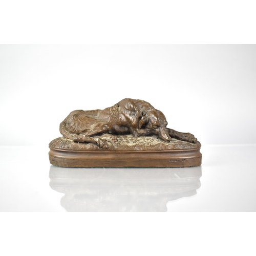 78 - A Cold Cast Bronze Sculpture After Paul Gayrard Modelled By M.Deca 'Recumbent Deer Hound' Signed, 15... 