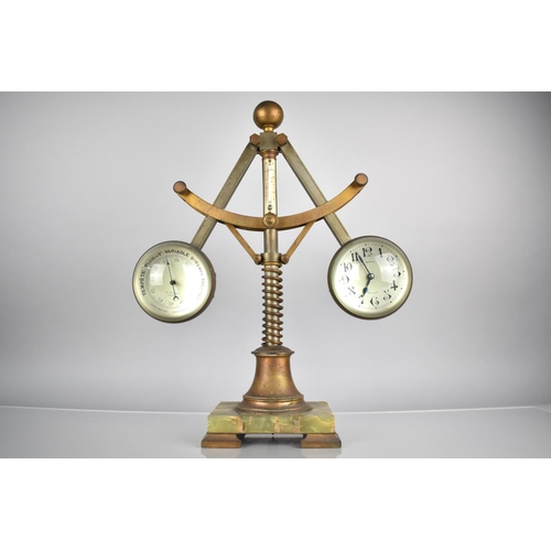 107 - An Industrial Centrifugal Governor Clock and Barometer by P.Botto, Firenze, with Silvered and Gilt F... 