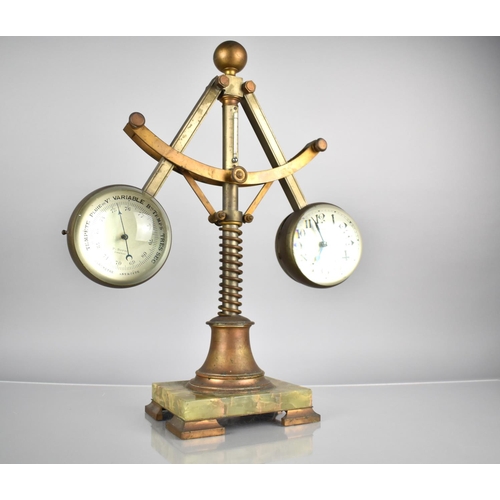 107 - An Industrial Centrifugal Governor Clock and Barometer by P.Botto, Firenze, with Silvered and Gilt F... 