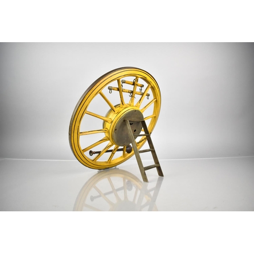 105 - An Early 20th Century Novelty Clock in the Form of a 14 Spoke Cart Wheel with Swingle Tree and Horn,... 