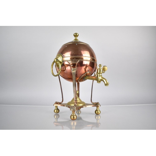 95 - A Late 19th Century Copper and Brass Samovar of Globular Form on Reeded Cabriole Supports with Claw ... 