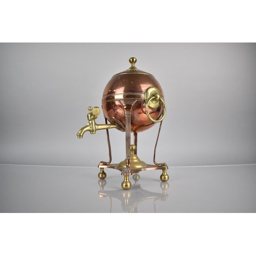 95 - A Late 19th Century Copper and Brass Samovar of Globular Form on Reeded Cabriole Supports with Claw ... 