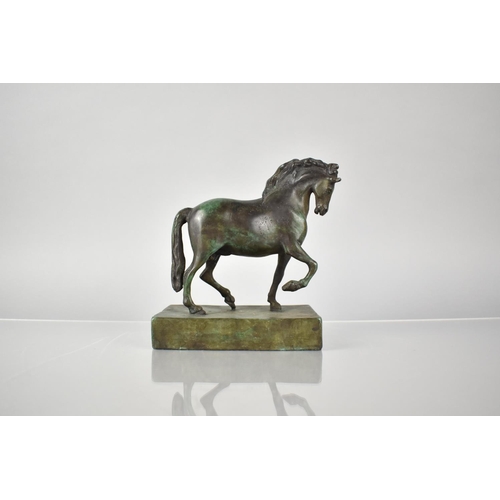 83 - A Grand Tour Souvenir in Green Patinated Bronze, The Horse After Antonio Canova, Rectangular Plinth ... 