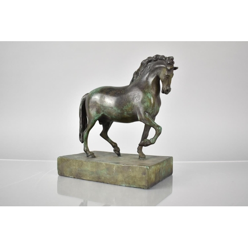 83 - A Grand Tour Souvenir in Green Patinated Bronze, The Horse After Antonio Canova, Rectangular Plinth ... 