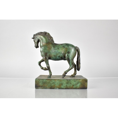 83 - A Grand Tour Souvenir in Green Patinated Bronze, The Horse After Antonio Canova, Rectangular Plinth ... 