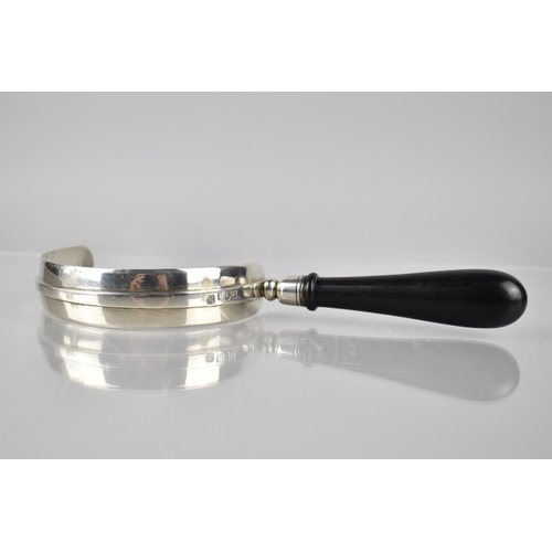 193 - A Victorian Silver Cream Scoop or Skimmer with Turned Ebonised Handle by Frazer and Haws, London. 18... 