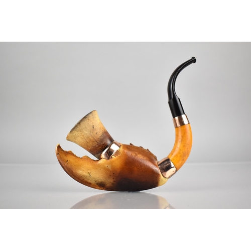 209 - An Early 20th Century Unusual Pipe Formed From a Lobster Claw With Meerschaum Bowl and Amber and Hav... 