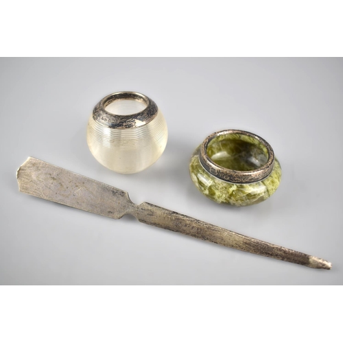 156 - An Elizabeth II Silver Letter Opener by Deakin and Francis Ltd, 19cms Long, together with a Glass an... 