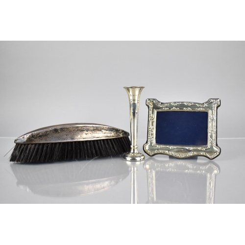 155 - An Edwardian Silver Dressing Table Brush, Birmingham Hallmark, together with a Silver Bud Vase, 12cm... 