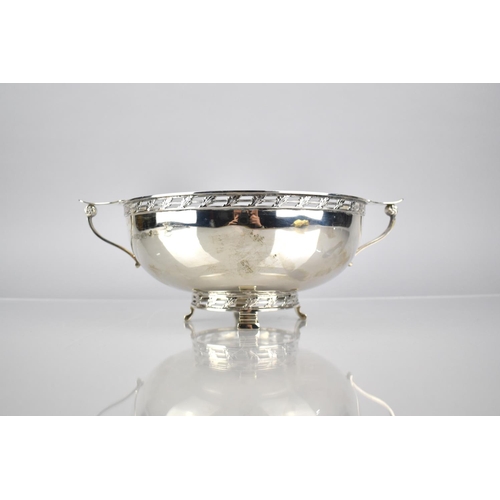 146 - A George VI Silver Twin Handle Bowl by Albert Edward Jones with Pierced and Leaf Moulded Border and ... 