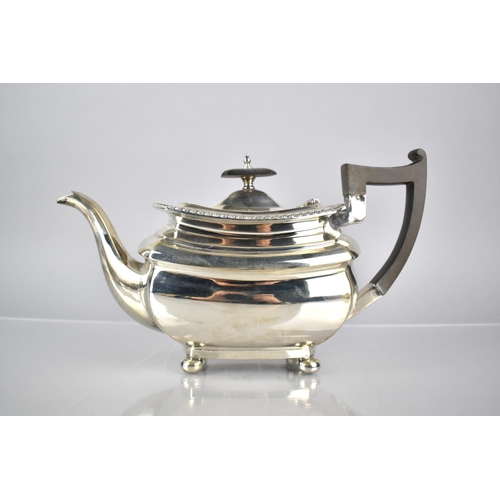 145 - A George V Silver Teapot by Walker and Hall with Reeded Trim Raised on Four Ball Feet, Sheffield Hal... 