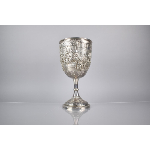 164 - An Indian Silver Goblet by Cooke and Kelvey, Calcutta (1858-1930) Finely decorated with Repousse, En... 