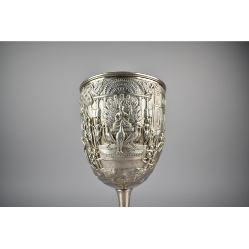 164 - An Indian Silver Goblet by Cooke and Kelvey, Calcutta (1858-1930) Finely decorated with Repousse, En... 