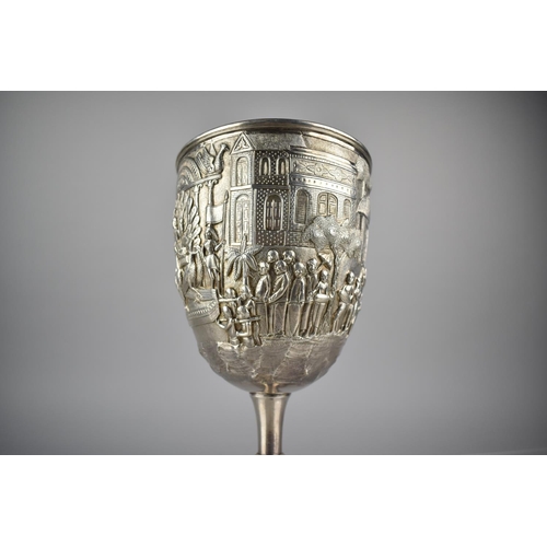 164 - An Indian Silver Goblet by Cooke and Kelvey, Calcutta (1858-1930) Finely decorated with Repousse, En... 