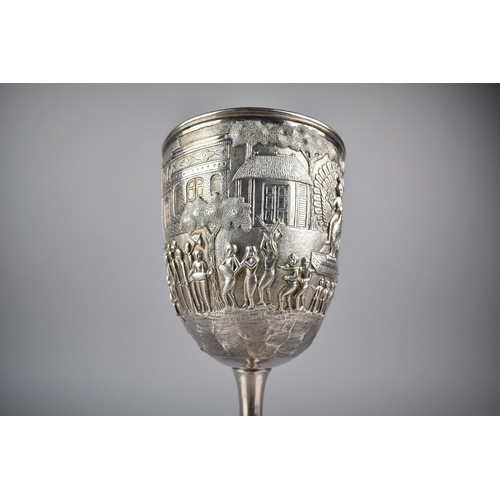 164 - An Indian Silver Goblet by Cooke and Kelvey, Calcutta (1858-1930) Finely decorated with Repousse, En... 