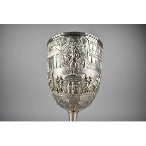 164 - An Indian Silver Goblet by Cooke and Kelvey, Calcutta (1858-1930) Finely decorated with Repousse, En... 