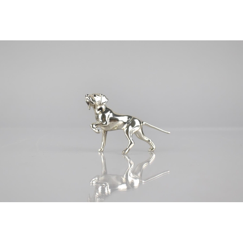 167 - A Small Silver Study of a Standing Hound with Raised Paw, Stamped to Belly, 4cms High