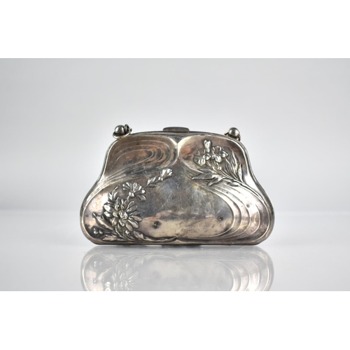 137 - An Edwardian Silver Purse with Floral & Scrolled Repousse Decoration Birmingham Hallmark 1910, 12cmx... 