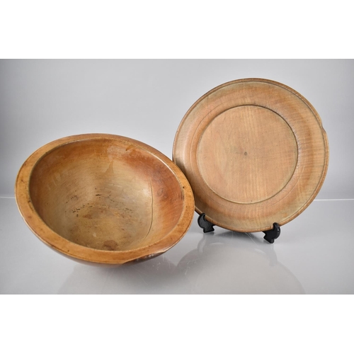 25 - Two Treen Items: A 19th Century Wesh Turned Sycamore Dairy Bowl, 27cm Diameter and a 19th Century We... 