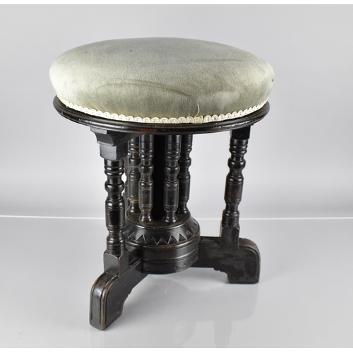 59 - A 19th Century Ebonised Piano Stool Designed By Bruce Talbert and Stamped Gillow, 40cm Diameter x 45... 