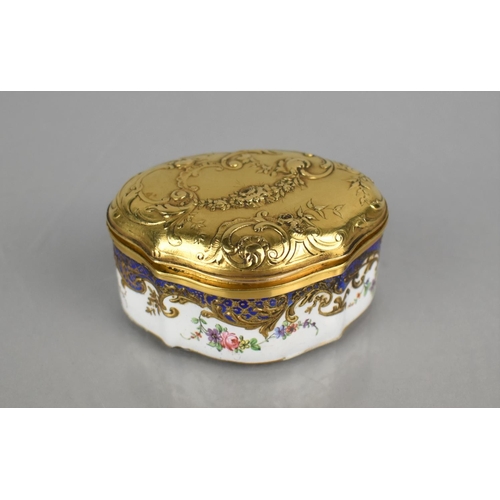 208 - An 18th/19th Century Small Enamel Box, Finely Painted with Floral Swags, Gilt Scrolls and Blue Trim ... 