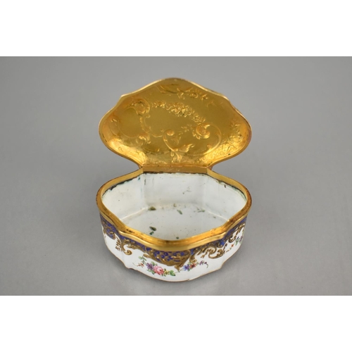 208 - An 18th/19th Century Small Enamel Box, Finely Painted with Floral Swags, Gilt Scrolls and Blue Trim ... 