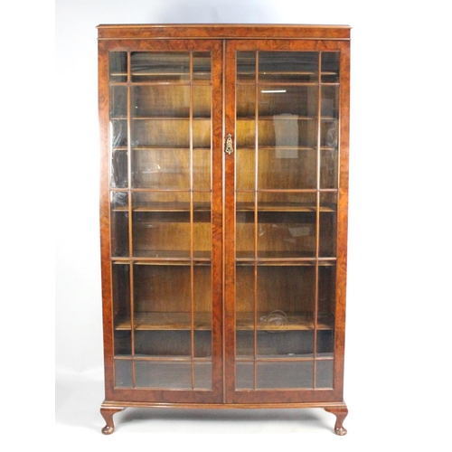 404 - A Nice Quality Burr Walnut Glazed Bookcase with Six Adjustable Shelves, 103x29x173cms High